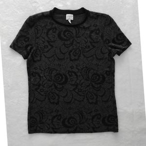 ARMANI COLLECZIONI gray black paisley knit top